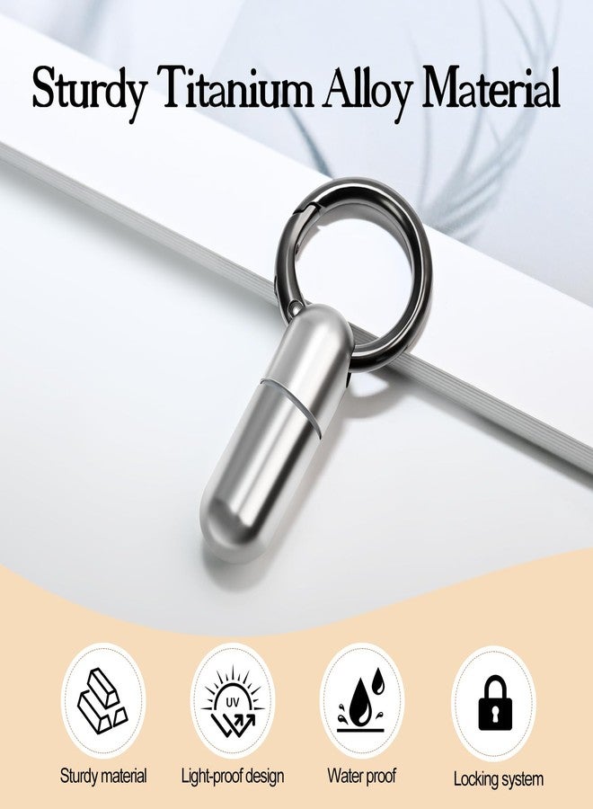 Taefuwr Tiny Keychain Pill Holder, Small Keychain Pill Holder Titanium,Waterproof Tiny Pill Container with Keyring,Mini Portable Titanium Pill Case for Travel for Purse Pocket (Glossy) - Image 3